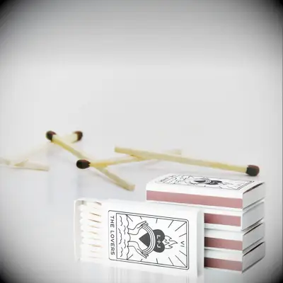Tarot card-inspired matchbox bridal shower favor