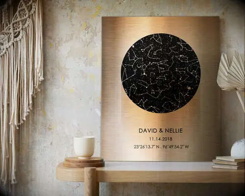 Bronze constellation wedding art from WordAndPictureArt on Etsy