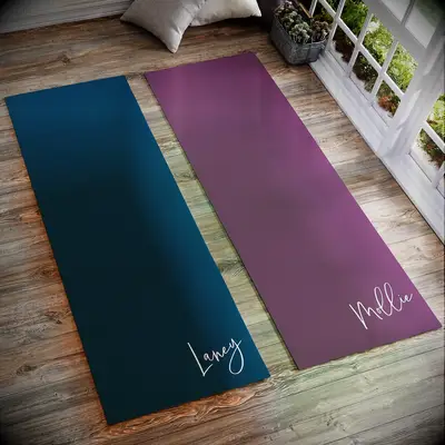 Blue and purple personalized yoga mat bridesmaid gift