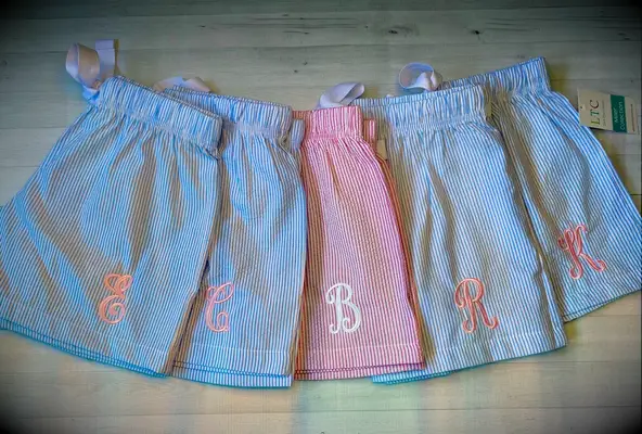 Monogrammed sleep shorts bridesmaid gift