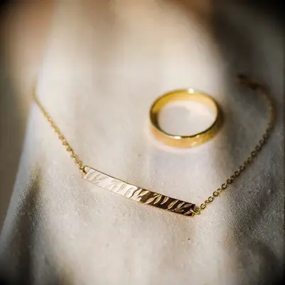 Gold necklace and ring