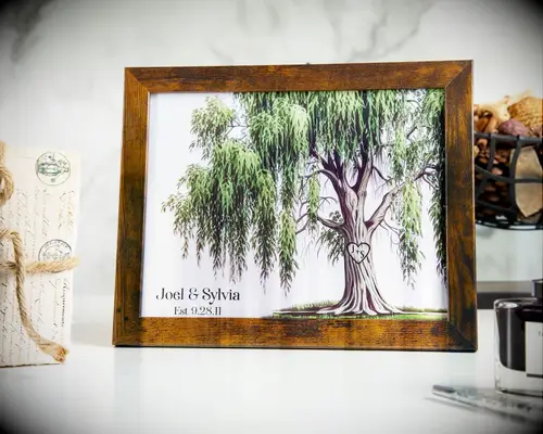 Pretty willow tree illustration for your wedding anniversary