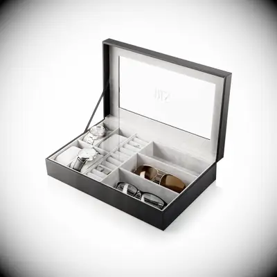 Personalized accessory box gift idea for groom from best man. 