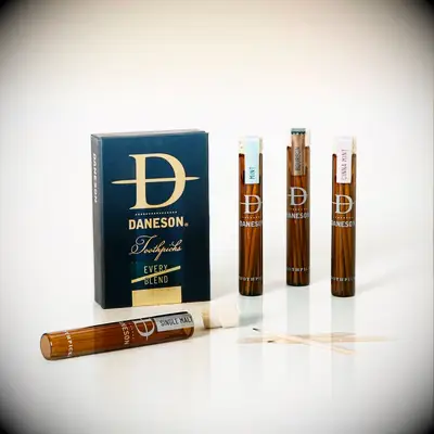 Whiskey infused toothpicks gift idea for groom from Uncommon Goods. 