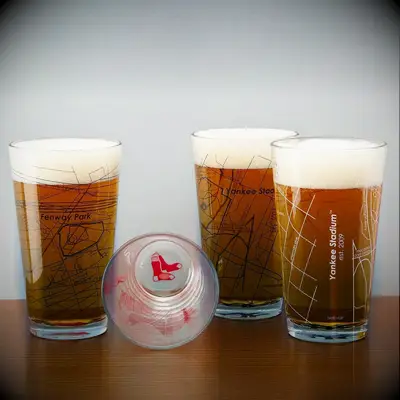 Custom ballpark glasses gift idea for groom. 