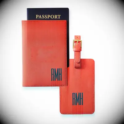 Monogrammed travel set gift idea for groom from best man. 