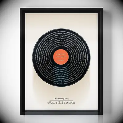 Custom wedding song wall art gift idea for groom. 