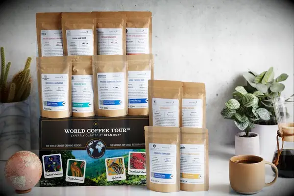 Worldwide coffee tour box gift idea for groom from best man. 