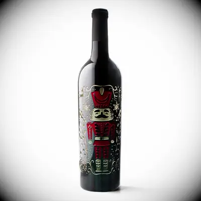 Engraved festive wine bottle