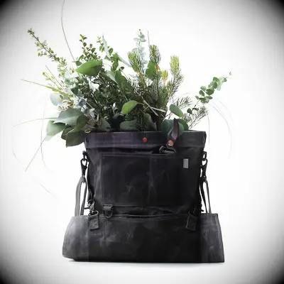 Waxed canvas foraging bag best man gift