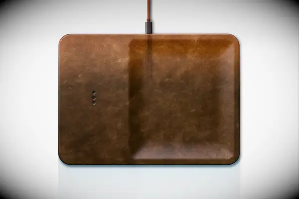 Wireless charging brown leather valet tray thank-you gift for best man