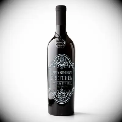 Custom etched bottle of wine gift