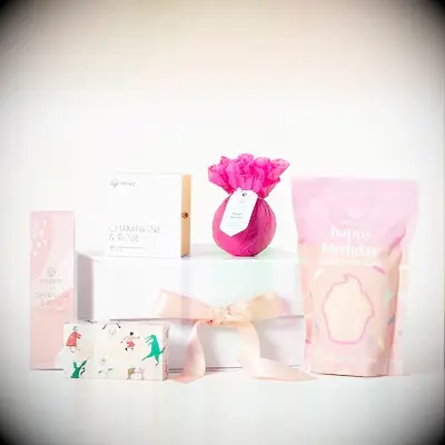 Champagne and rose bath products