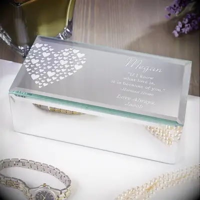 Personalized mirrored jewelry box anniversary gift