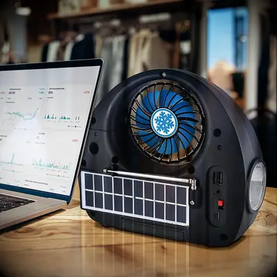 Solar powered radio with fan anniversary gift