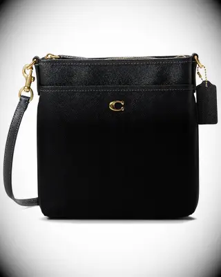 Black coach leather crossbody bag anniversary gift
