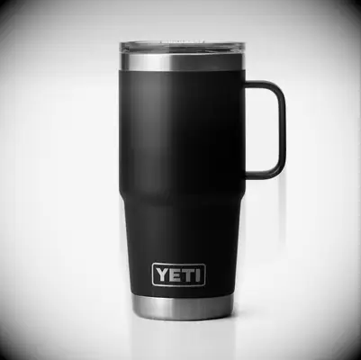Black yeti tumbler anniversary gift with handle 