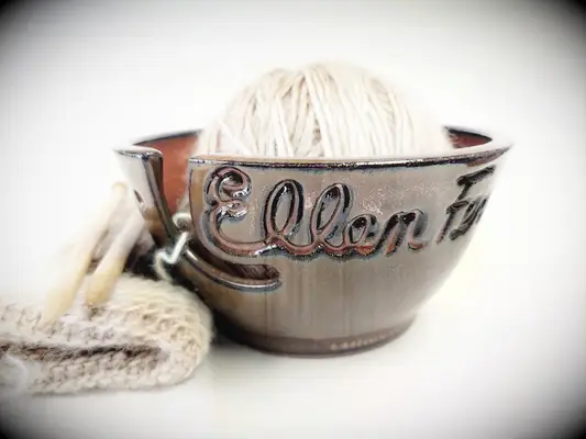 Personalized brown yarn bowl anniversary gift