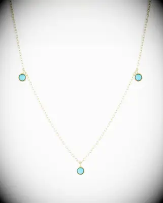 Turquoise gemstone anniversary necklace on gold chain 