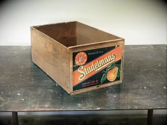 Vintage wood crate pear box anniversary gift