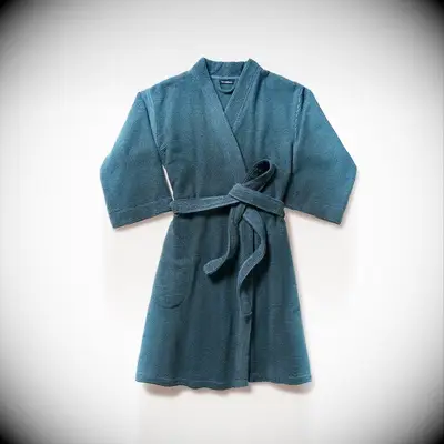 Blue Turkish cotton robe from Brooklinen