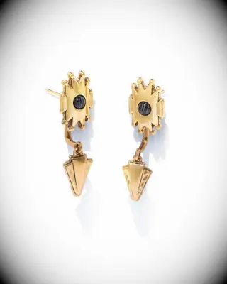 Gold and black agate earrings from Kendra Scott