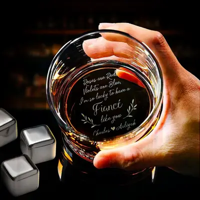 Engraved whiskey glass