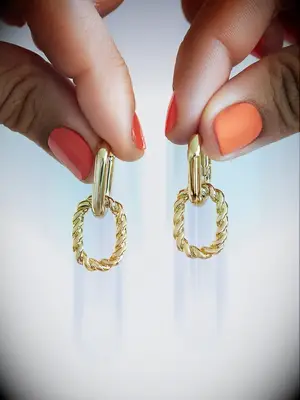 Gold chained earrings