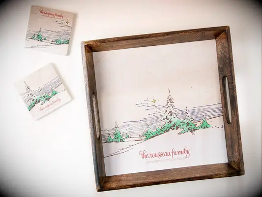 Holiday serveware personalized newlywed gift