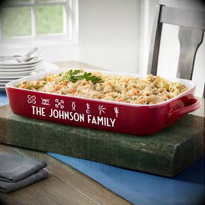 Customized holiday casserole dish