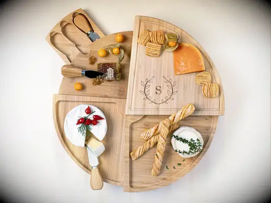 Monogram cheese board gift for newlyweds