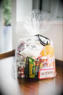 Hangover survival kit party favors for wedding guests. 