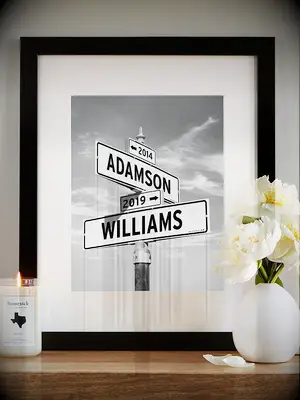 Personalized street signs art print engagement gift from parents
