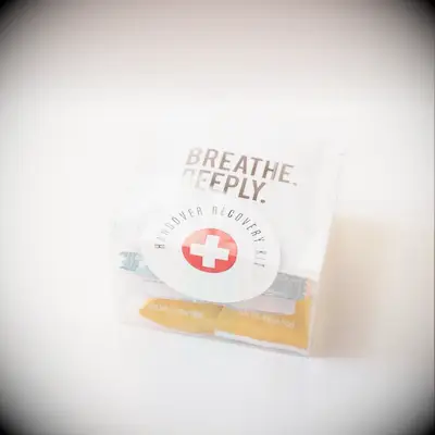 Mini hangover kits for your wedding guests