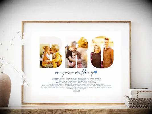 Bro on your wedding day photo collage gift