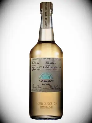 Bottle of Casamigos tequila featuring a custom engraving. 
