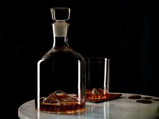 Huckberry topographic whiskey decanter and tumbler glasses wedding gift for brother