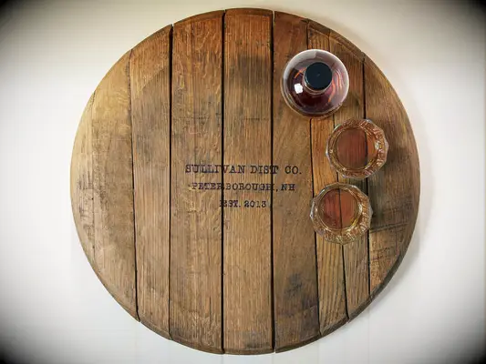 Reclaimed whiskey barrel serving tray wedding gift for brother