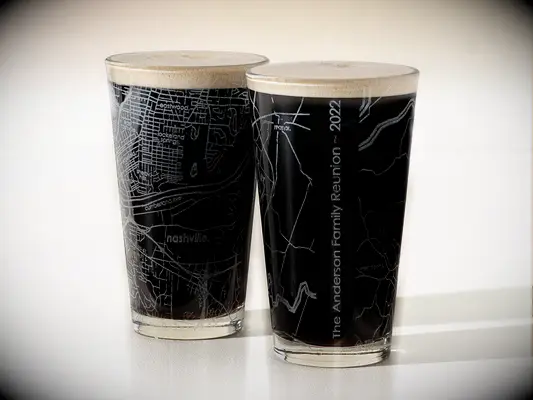 Custom map pint glasses wedding gift for brother