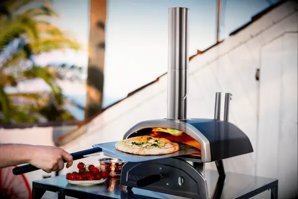 Portable pizza oven with a stainless steel chimney and pizza stone wedding gift for brother