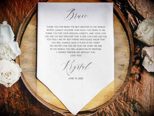 Custom handkerchief wedding gift for brother