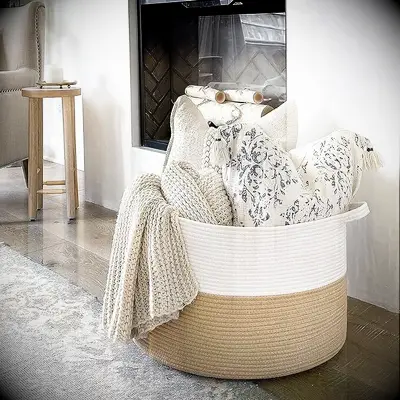 woven basket for blankets
