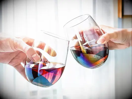 Iridescent stemless glass wine glass last minute wedding shower gift Amazon