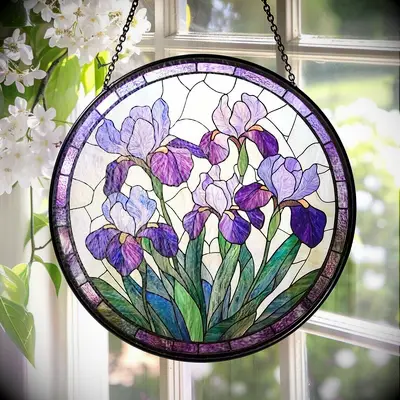 Iris flower suncatcher, 45th anniversary gift