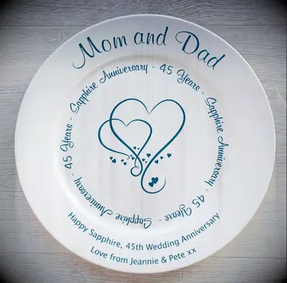Commemorative anniversary plate, 45th anniversary gift