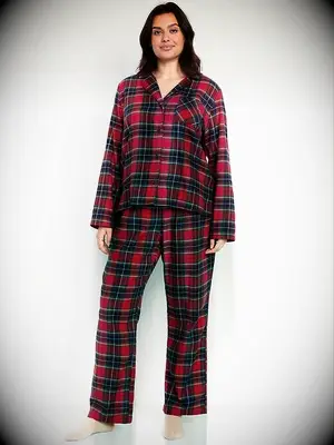 Plaid long sleeve pajamas