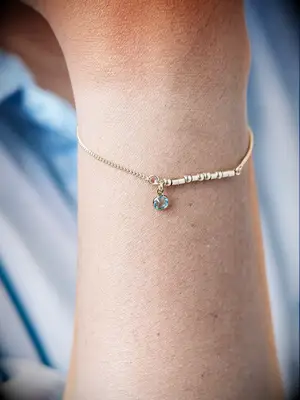 Morse code bracelet with birthstone charm wedding gift for daughter