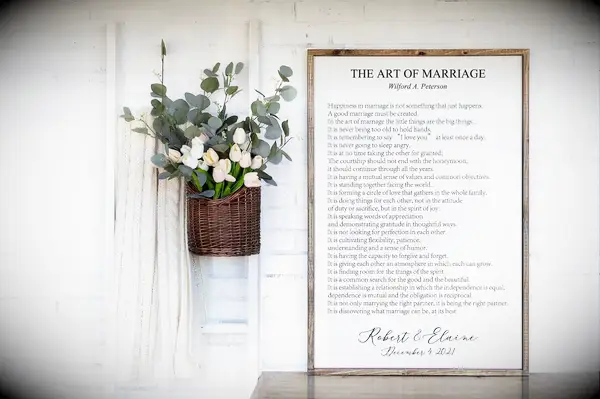 The Art of Marriage poem for the best wedding gift