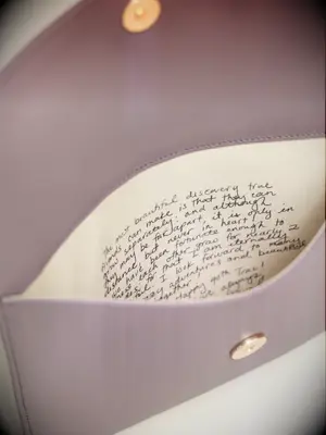 Hidden message clutch gift idea for daughter. 