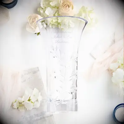 Engraved crystal leaf vase wedding gift for daughter from Things Remembered